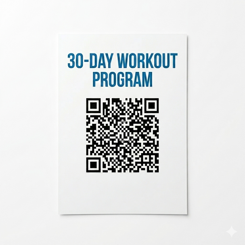 A 30-day pilates workout program, accessable by the scanning of a qr code