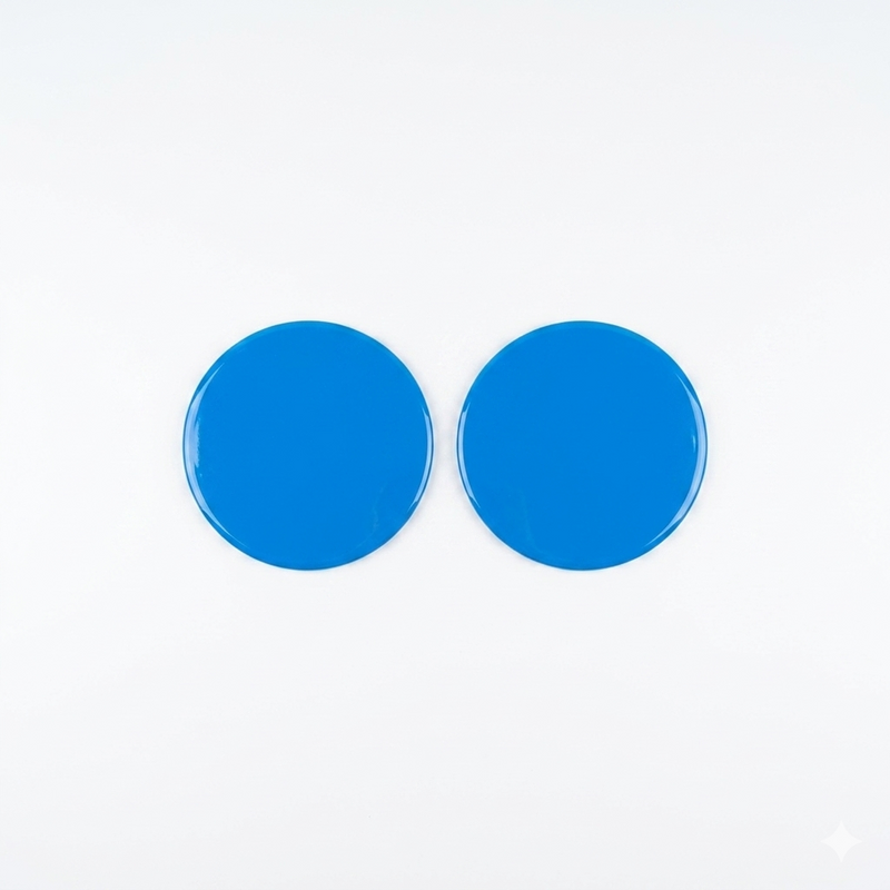 A pair of blue pilates core sliders for various exercises