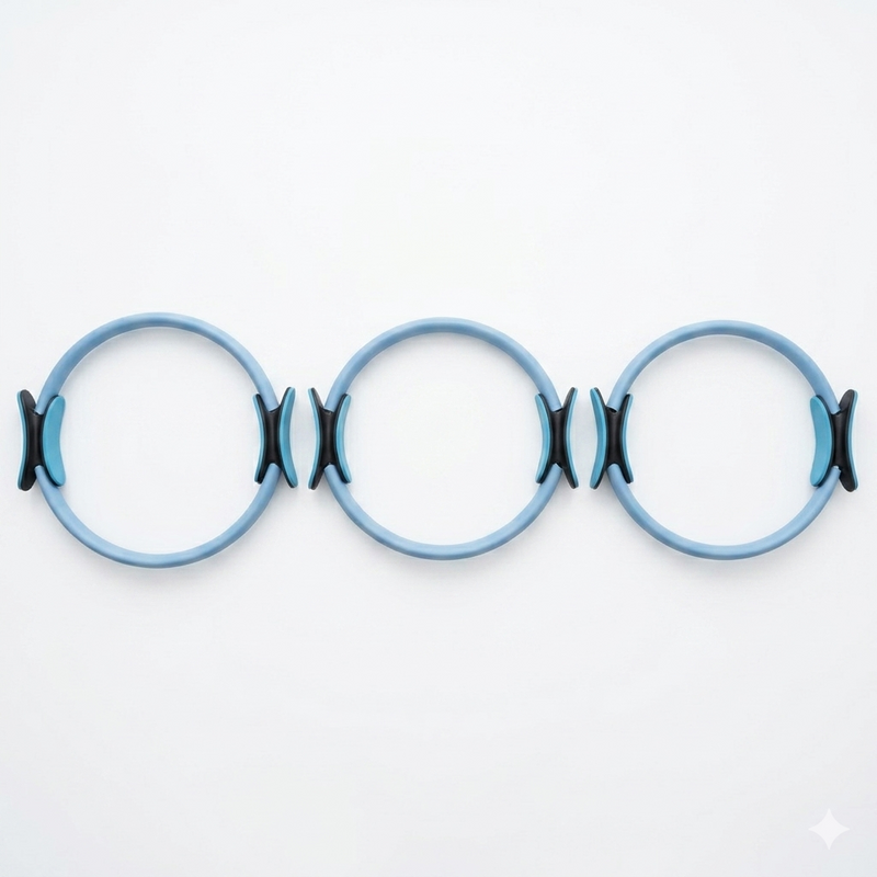 3 Pilates exercise rings with different resistance levels